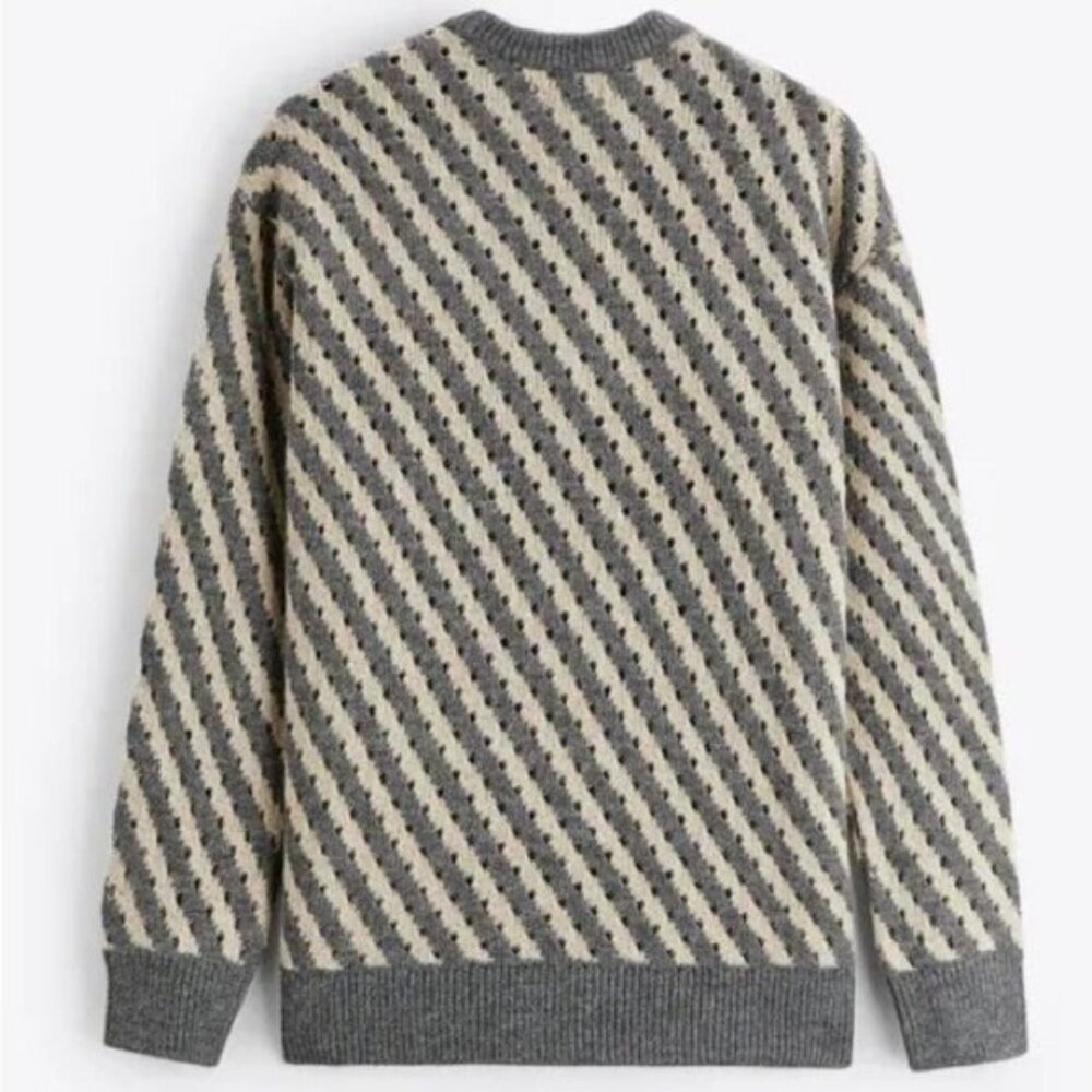 ZARA OPENWORK STRIPED SWEATER - Picture 6 of 7